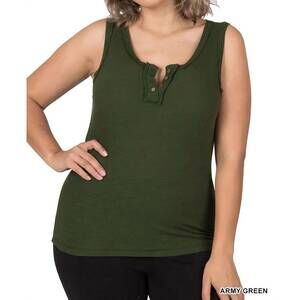 NEW 42POPS ribbed fitted tank top in army green